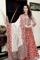 Reddish Printed Lehenga Choli with Strip Design