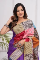 royal purple latest patch work sarees style