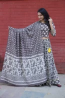 Slate Grey Printed Plus Size Lehenga Choli for Women