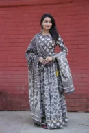 slate grey plus size indian lehenga side view
