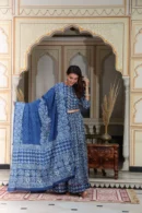 Tealish Blue Printed Plus Size Lehenga Choli for Women