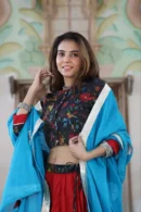 maroon-black lehenga choli front view
