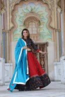 maroon-black lehenga choli side view