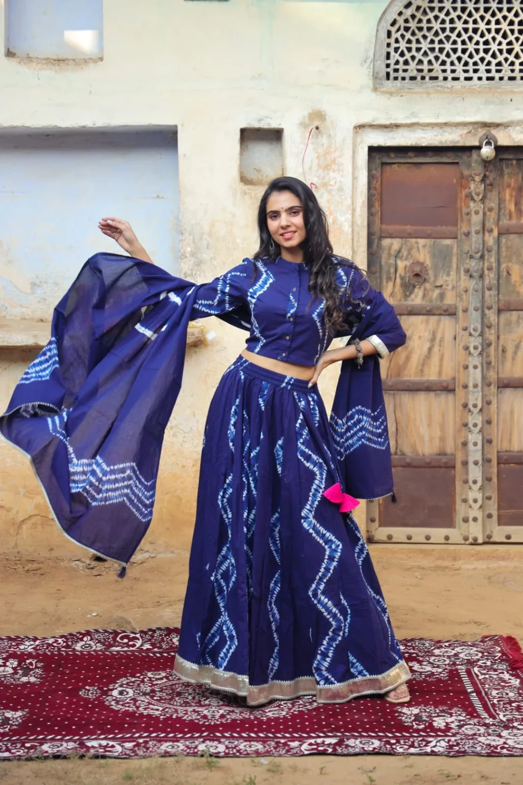 simple lehenga choli up hand style