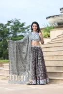 Black-Grey Lehenga Choli for Women