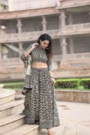 Iridium Black cotton lehenga choli side view