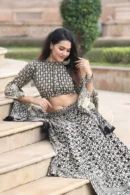 Iridium Black cotton lehenga choli style