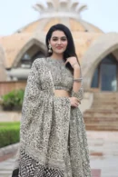 hit grey lehenga choli for girls front view