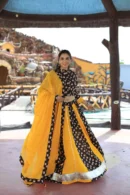 yellow-black lehenga choli look