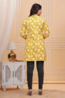 Indian Yellow Jaipuri Quilted Jackets back view
