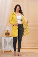 Indian Yellow Jaipuri Quilted Jackets front view