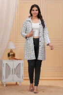 Quill Grey Cotton Quilted Jacket Women