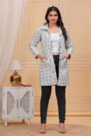 Quill Grey Cotton Quilted Jacket Women new