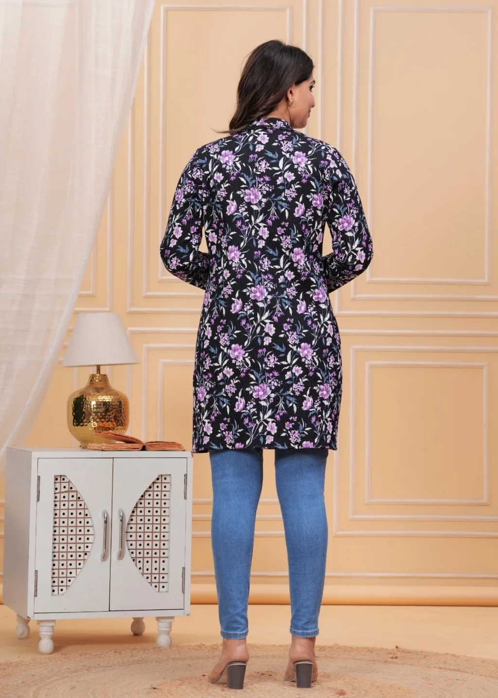 Zeus Black Jaipuri Jackets for Womens back view